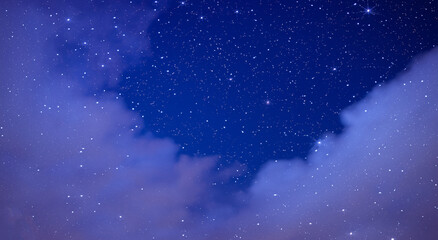 beautiful starry night sky with clouds