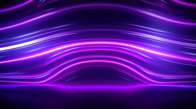 Cyberpunk reverie: Sci-fi inspired abstract with blue and purple neon light shapes on a black background