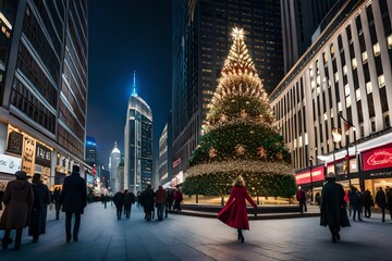 christmas tree in the city Generated Ai