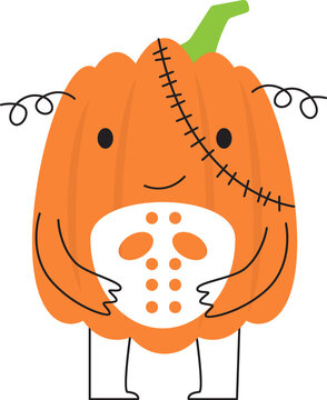 recommend clip art: Halloween pumpkin with Murderer costume . PNG .
