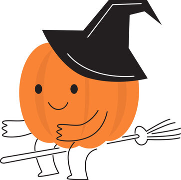 recommend clip art: Halloween pumpkin with Witch costume . PNG .
