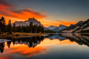 sunset over lake