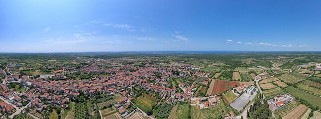 Aerial shot of the coastal city of Vodnjan in Croatia