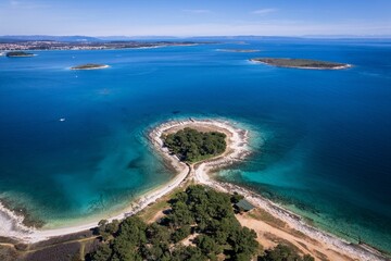 Aerial view of Pula, Croatia, Kamenjan seashore