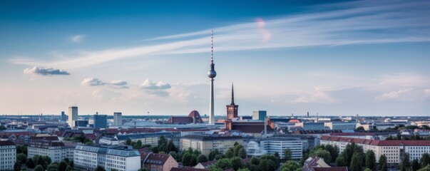 Berlin skyline panorama with tv tower, Generative AI