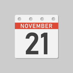 Icon page calendar day - 21 November