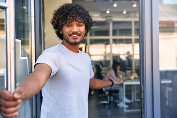 A man at the entrance to the office