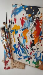 A Canvas Awaits As Paintbrushes and Palette Stir Creativity into Art