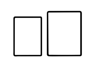 Tablet screen mockup. IPad 11 and 12.9 inches Pro Models in cartoon doodle hand drawn style. Kid cute style VECTORS drawn with pen, pencil or marker.