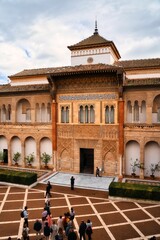 Fototapeta na wymiar View of the majestic Real Alcazar palace in the city of Seville, Spain