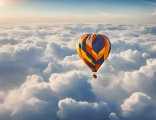 Foto auf Glas hot air balloon above clouds  © Francescozano