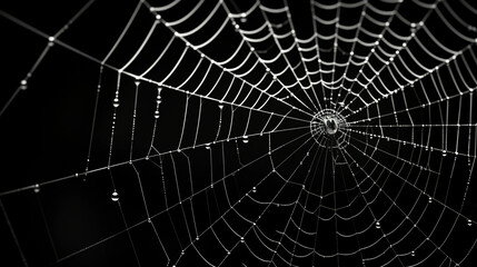 spider web on a black background. halloween banner. Generative AI