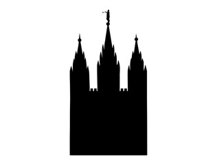 Fototapeta na wymiar Salt Lake Temple silhouette vector art