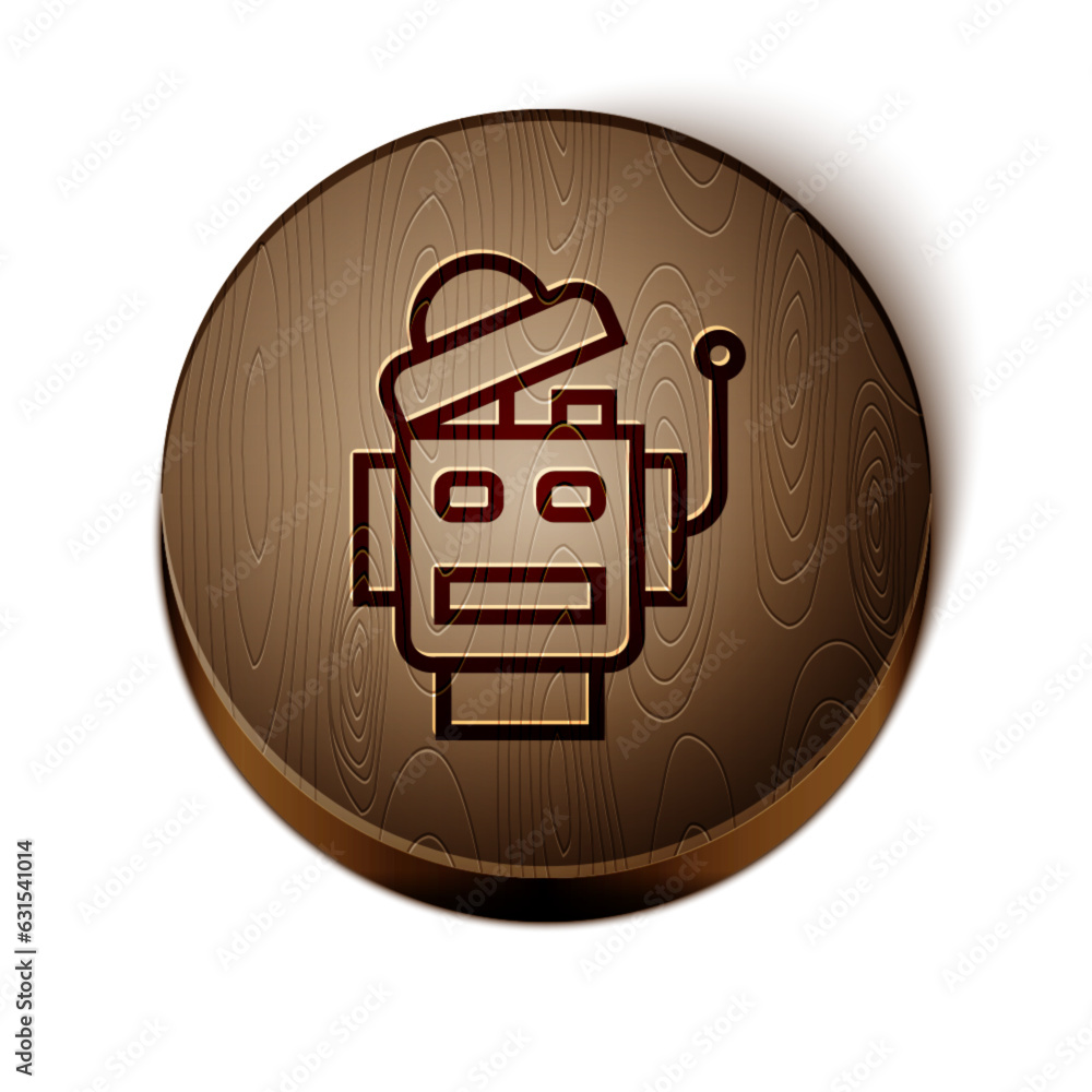 Poster brown line robot icon isolated on white background. artificial intelligence, machine learning, cloud