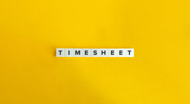 Timesheet Word on Letter Tiles on Yellow Background. Minimal Aesthetic.