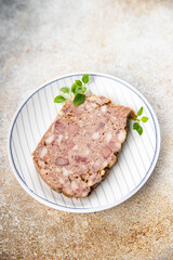 terrine rustic food minced meat baked in the oven vegetable food healthy meal food snack on the table copy space food background rustic top view keto or paleo diet