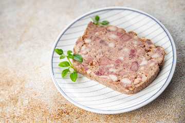 terrine rustic food minced meat baked in the oven vegetable food healthy meal food snack on the table copy space food background rustic top view keto or paleo diet