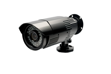Full view photo image Security camera on a white background isolated PNG