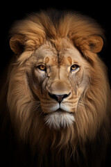 Fototapeta premium the lion king - roar - teeth - wild lion - studio - isolated - dark background - Created with Generative AI technology.