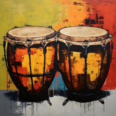 Fototapeta na wymiar Colorful bongos, generative ai