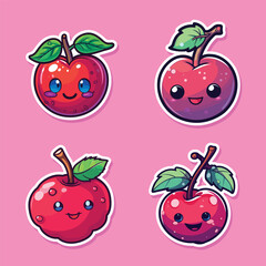 cherry sticker cool colors kawaii clip art illustration