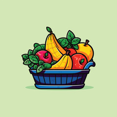 fresh fruit basket clip art illustration