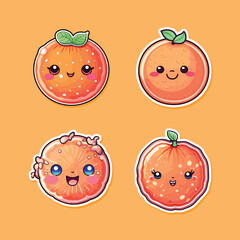 grapefruit sticker cool colors kawaii clip art illustration