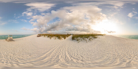 360 equirectangular photo morning on Pensacola Beach Gulf of Mexico sunrise