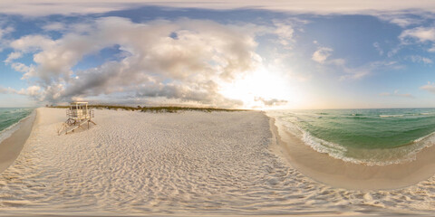 360 equirectangular photo morning on Pensacola Beach Gulf of Mexico sunrise