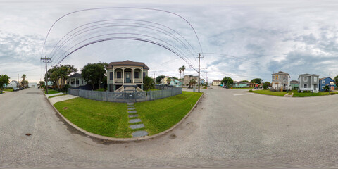 360 equirectangular photo residential homes on Galveston Island Texas