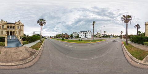 360 equirectangular photo residential homes on Galveston Island Texas