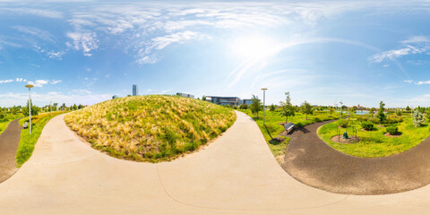 360 equirectangular photo Scissortail Park Downtown Oklahoma City