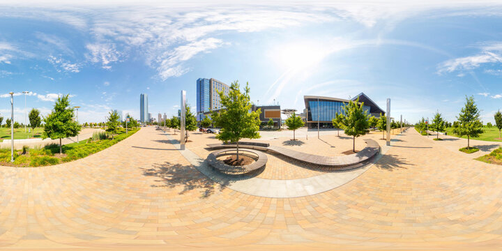 360 equirectangular photo Scissortail Park Downtown Oklahoma City