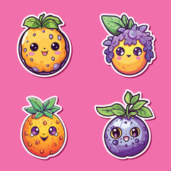 passionfruit sticker cool colors kawaii clip art illustration