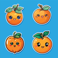 persimmon sticker cool colors kawaii clip art illustration