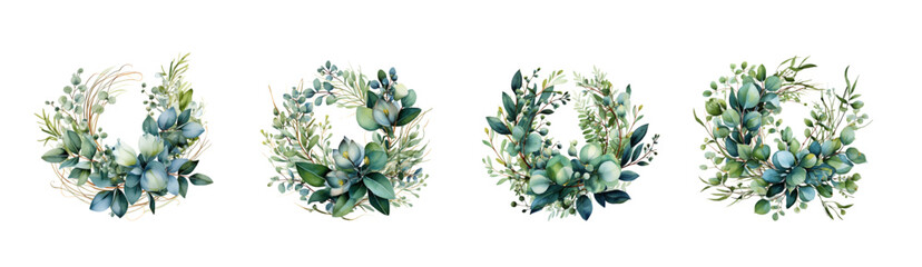 Botanical Wreath Hand Sketched Clip Art Illustration, Christmas frame, winter design. Frame for a monogram. Floral frame for design.