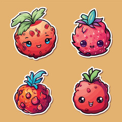 pomegranate sticker cool colors kawaii clip art illustration