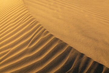 Vast expanse of desert sand, untouched and devoid of any human activity
