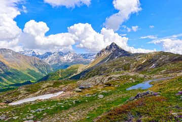 Fototapeta na wymiar Die Bernina-Alpen am Berninapass, Graubünden, Schweiz