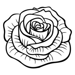 Rose icon, Simple rose blossom illustration.