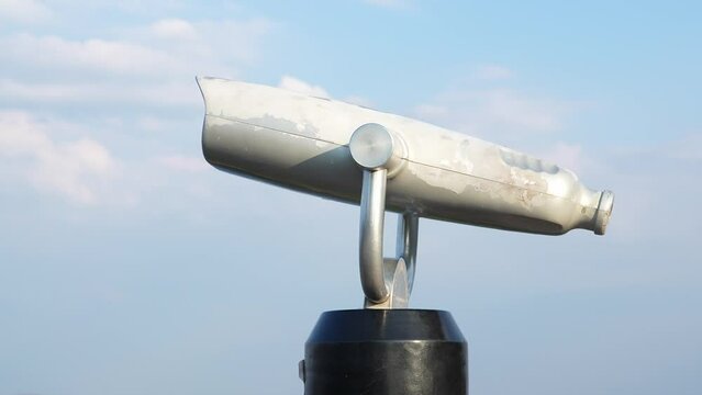 touristic telescope closeup metal monocular viewpoint observe mountain