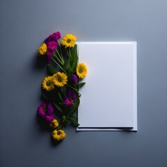 empty note paper with flowers created with Generative AI technology
