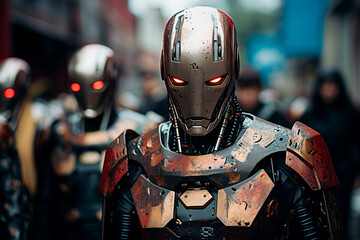 two robot robots in a modern factory,Generative AI