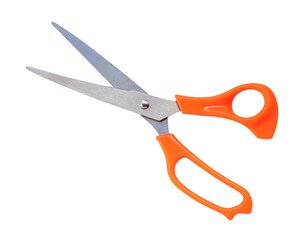 Multipurpose scissors with orange handle isolated on white background with clipping path in png file format