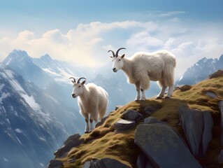 Fototapeta premium Bergziegen: Die geschickten Kletterkünstler der Alpen