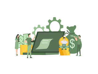 vector illustration of online credit approval, electronic business contract agreement, quick money transfer, financial services, digital investment vector