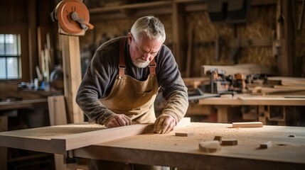 Man woodworking in his workshop