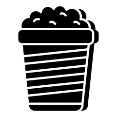 A flat design icon of popcorn bucket 