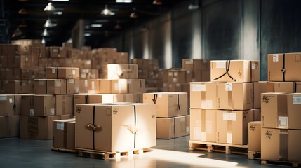 Organisierte Vorräte: Ein Großraum-Lager voller Kartons