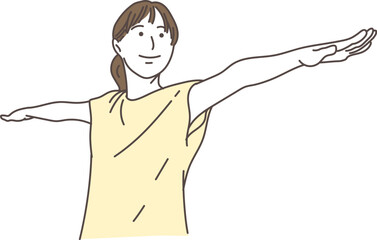 ヨガのポーズをする若い女性